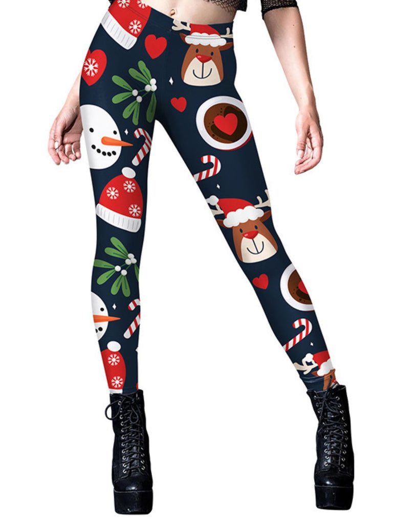 1960s Christmas Printed Cute Leggings — 1960s style for the woman going places