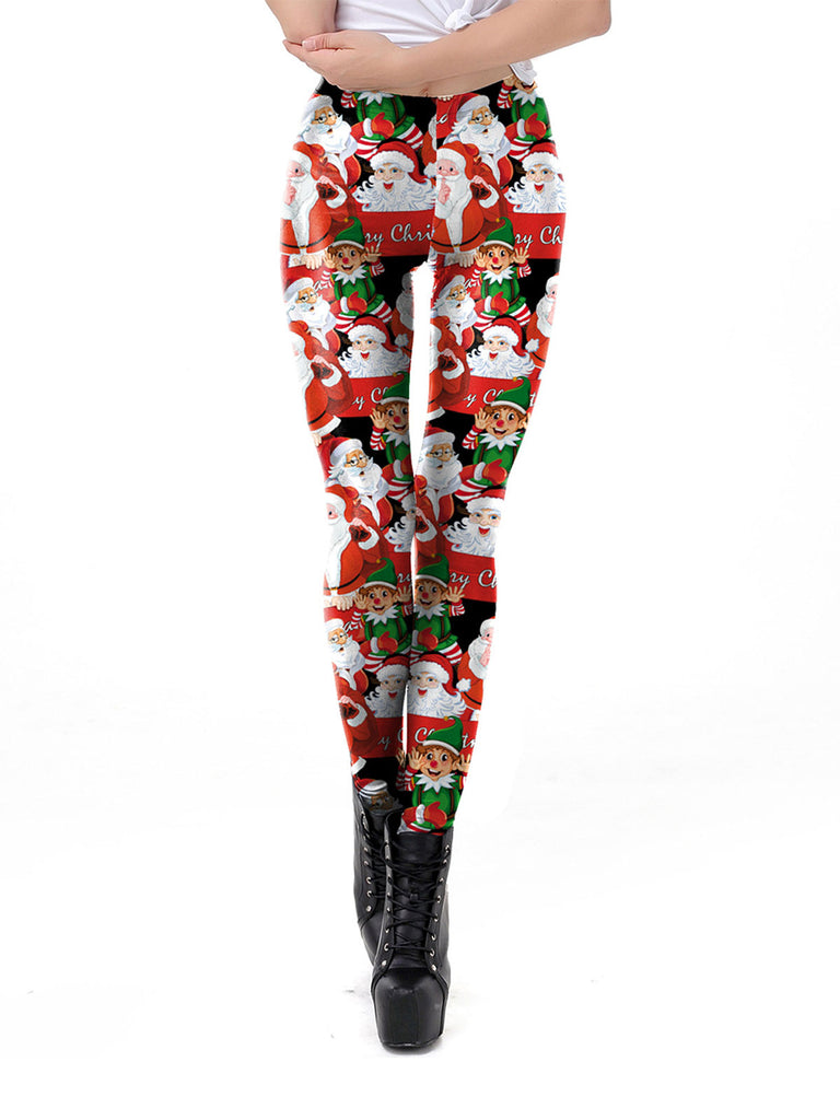 1960s Christmas Printed Elastic Leggings, vintage fashion, retro style - perfect for women who love vintage and retro fashion