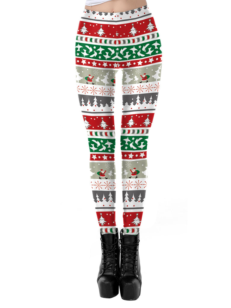 1960s Christmas Printed Mid-Rise Leggings, vintage fashion, retro style - perfect for women who love vintage and retro fashion