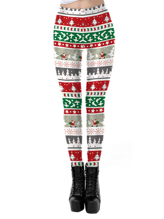 1960s Christmas Printed Mid-Rise Leggings, vintage fashion, retro style - perfect for women who love vintage and retro fashion