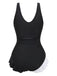 1960s Color Block Ruffle One Piece Swimsuit - vintage swimsuit, pin-up style