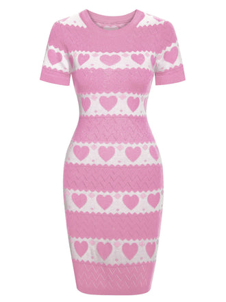 1960s Contrasting Heart Knitting Dress — vintage elegance for the modern woman