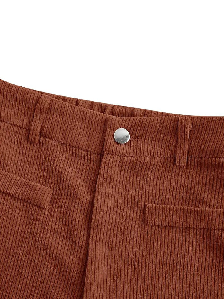 1960s Corduroy High Waist Wide-Leg Pants - vintage fashion, retro style