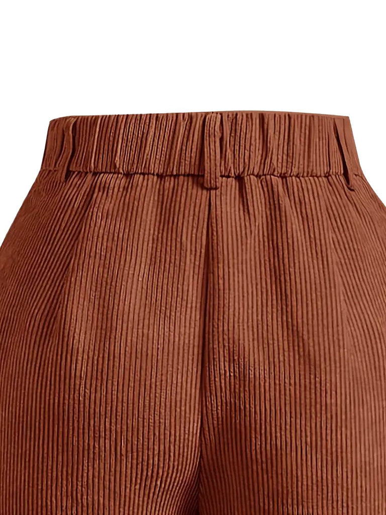 1960s Corduroy High Waist Wide-Leg Pants - vintage fashion, retro style