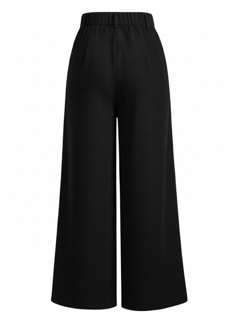 1960s Corduroy High Waist Wide-Leg Pants - vintage fashion, retro style