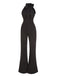 1960s Crewl Halter Bow Solid Jumpsuit, vintage romper, retro jumpsuit - perfect for women who love vintage and retro fashion