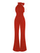 1960s Crewl Halter Bow Solid Jumpsuit, vintage romper, retro jumpsuit - perfect for women who love vintage and retro fashion