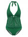 1960s Crochet Mesh Halter Tie-Front Tankini Swimsuit Set - vintage swimsuit, pin-up swimwear for vintage lovers