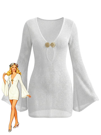 1960s Cutout V-Neck Cover Vintage Up - vintage fashion, retro style