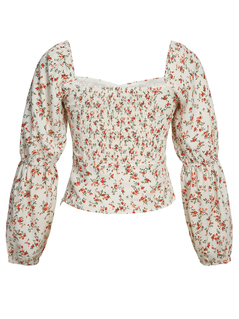 1960s Ditsy Floral Square Neck Blouse, vintage top, retro blouse - perfect for women who love vintage and retro fashion