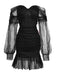 1960s Beading Sweetheart Neck Off-Shoulder Mesh Dress - vintage dress, retro fashion