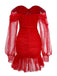 1960s Beading Sweetheart Neck Off-Shoulder Mesh Dress - vintage dress, retro fashion