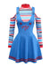 Blue 2PCS 1960s Halloween Chucky Striped Top & Wide Strap Dress - vintage dress, retro fashion