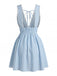 Blue 1960s Sleeveless Deep V-Neck Backless Striped Dress - vintage dress, retro fashion