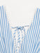 Blue 1960s Sleeveless Deep V-Neck Backless Striped Dress - vintage dress, retro fashion