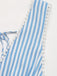 Blue 1960s Sleeveless Deep V-Neck Backless Striped Dress - vintage dress, retro fashion