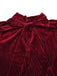 Burgundy 1960s Bow Collar Solid Velvet Ruffle Dress - vintage dress, retro fashion