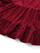 Burgundy 1960s Bow Collar Solid Velvet Ruffle Dress - vintage dress, retro fashion
