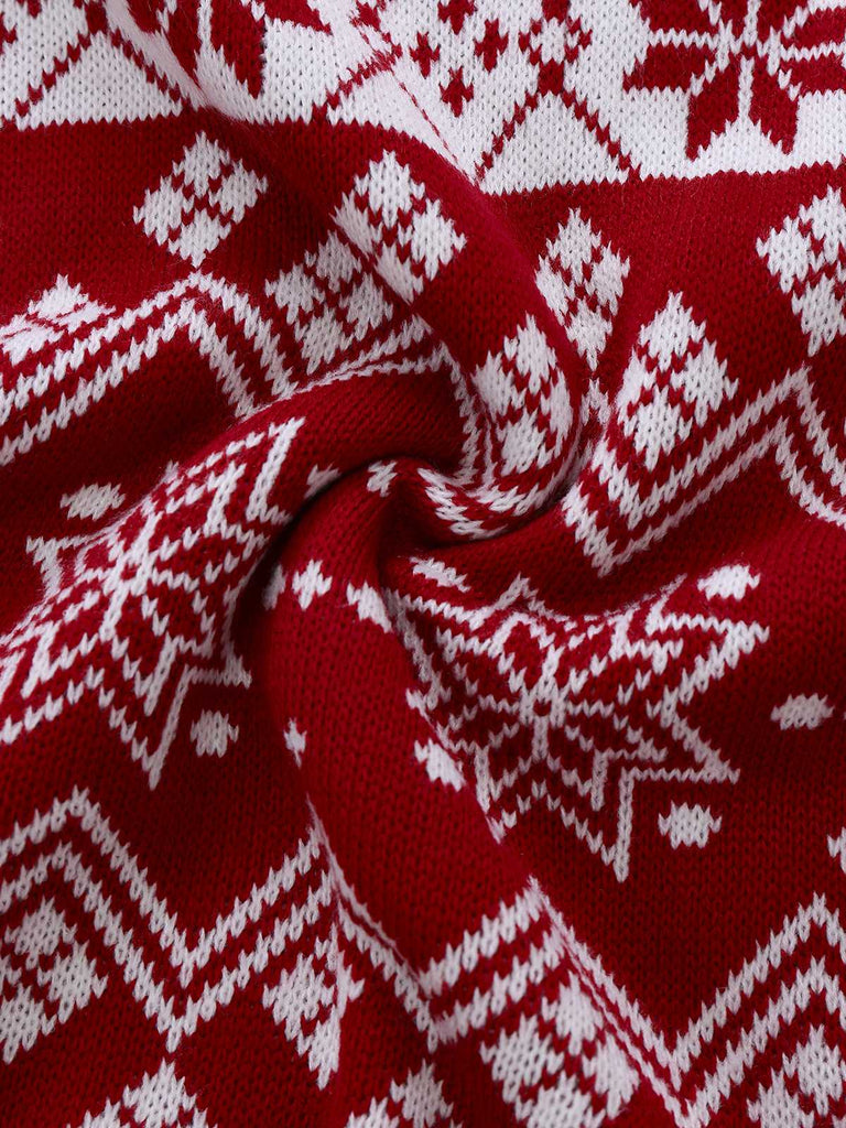 1960s Christmas Reindeer Snowflake Jacquard Knit Dress - vintage dress, retro fashion