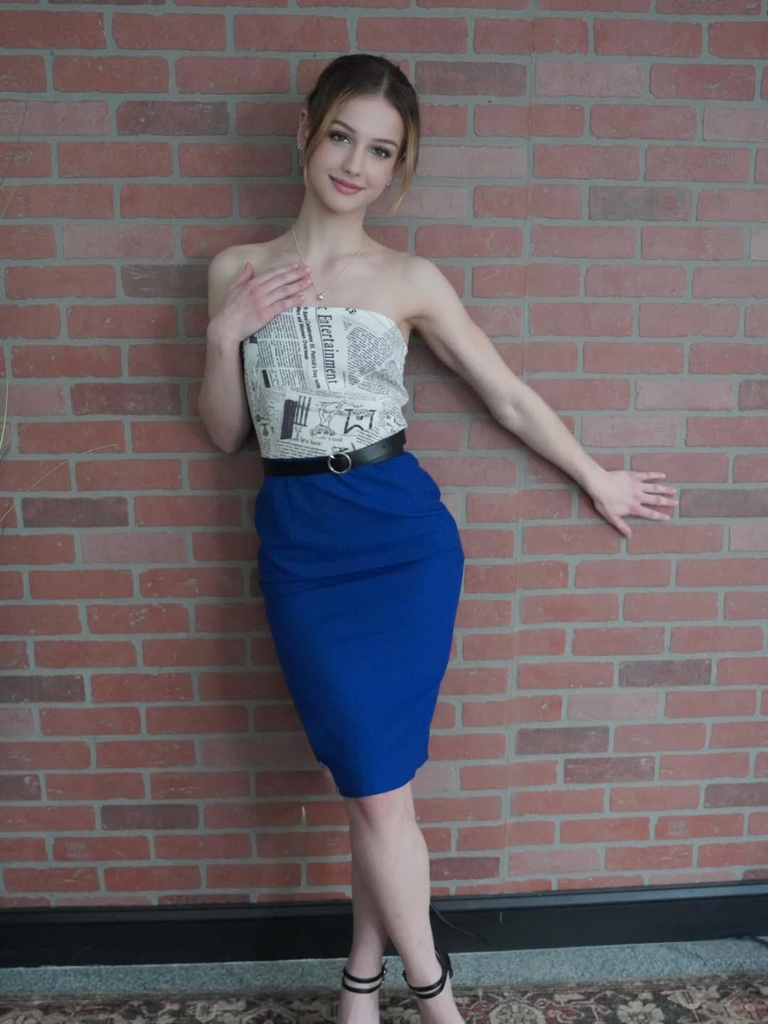 Dark Blue 1960s Bandeau Newspaper Belted Pencil Dress - vintage dress, retro fashion