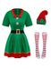 Green 1960s Christmas Elf Cosplay Costume Dress Set - vintage dress, retro fashion