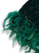 Green 1960s Off-Shoulder Sequined Feather Bodycon Dress - vintage dress, retro fashion