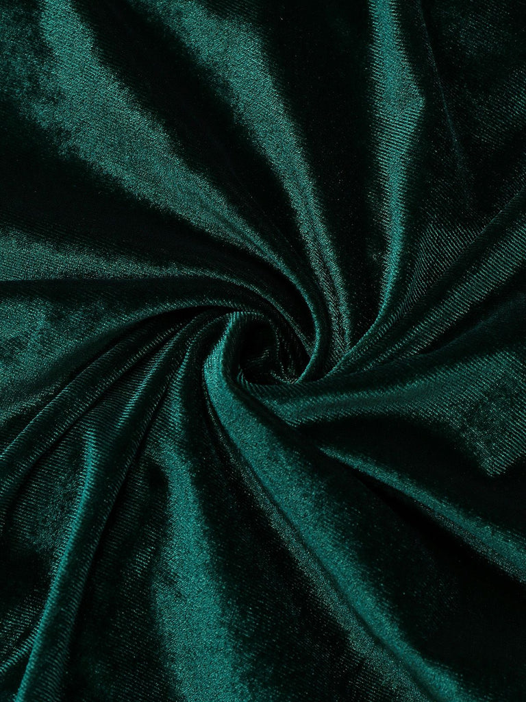 Green 1960s Velvet Ruched Long Sleeve Bodycon Dress - vintage dress, retro fashion