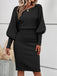 1960s Lantern Sleeve Cinched Waist Bodycon Knit Dress - vintage dress, retro fashion