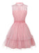 Pink 1960s Lace Trim Ribbon Bow Sleeveless Tulle Dress - vintage dress, retro fashion