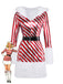 Red 1960s Candy Cane Stripe Hooded Dress & Leg Warmers - vintage dress, retro fashion, elegant red