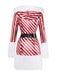 Red 1960s Candy Cane Stripe Hooded Dress & Leg Warmers - vintage dress, retro fashion, elegant red