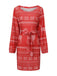 Red 1960s Christmas Reindeer Snowflake Belted Dress - vintage dress, retro fashion, elegant red