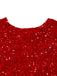 Red 1960s Sequined Bow Round Neck Long Sleeve Dress - vintage dress, retro fashion, elegant red