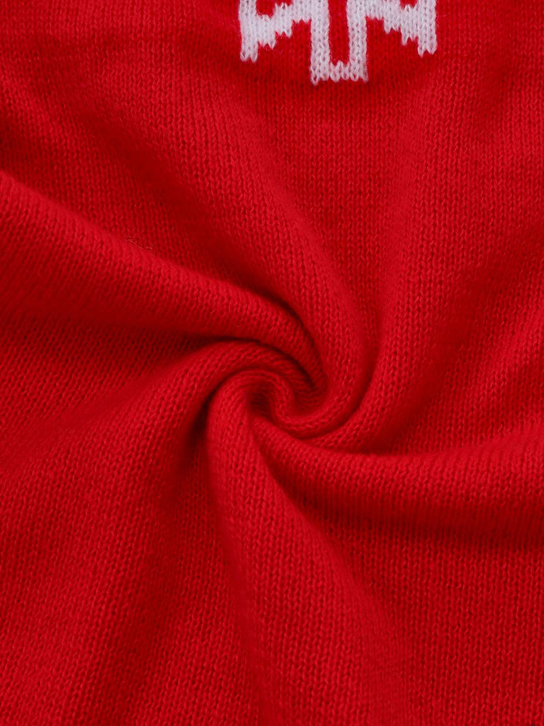 Red & White 1960s Snowflake Turtleneck Sweater Dress - vintage dress, retro fashion, elegant red