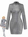 Silver 1960s Sparkly Square Sequin Mock Neck Mini Dress - vintage dress, retro fashion