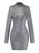 Silver 1960s Sparkly Square Sequin Mock Neck Mini Dress - vintage dress, retro fashion