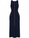 1960s Solid Sleeveless Single-Breasted Knitted Dress - vintage dress, retro fashion