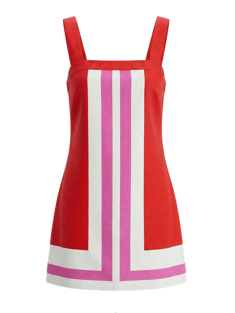 1960s Square Neck Geometric Colorblock Sleeveless Shift Mini Dress - vintage dress, retro fashion