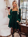 1960s Square Neck Puff Sleeve Velvet Pocket Babydoll Dress - vintage dress, retro fashion