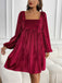 1960s Square Neck Puff Sleeve Velvet Pocket Babydoll Dress - vintage dress, retro fashion