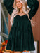 1960s Square Neck Puff Sleeve Velvet Pocket Babydoll Dress - vintage dress, retro fashion