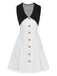 White 1960s Chelsea Collar Sleeveless Colorblock Mini Dress - vintage dress, retro fashion, pure white