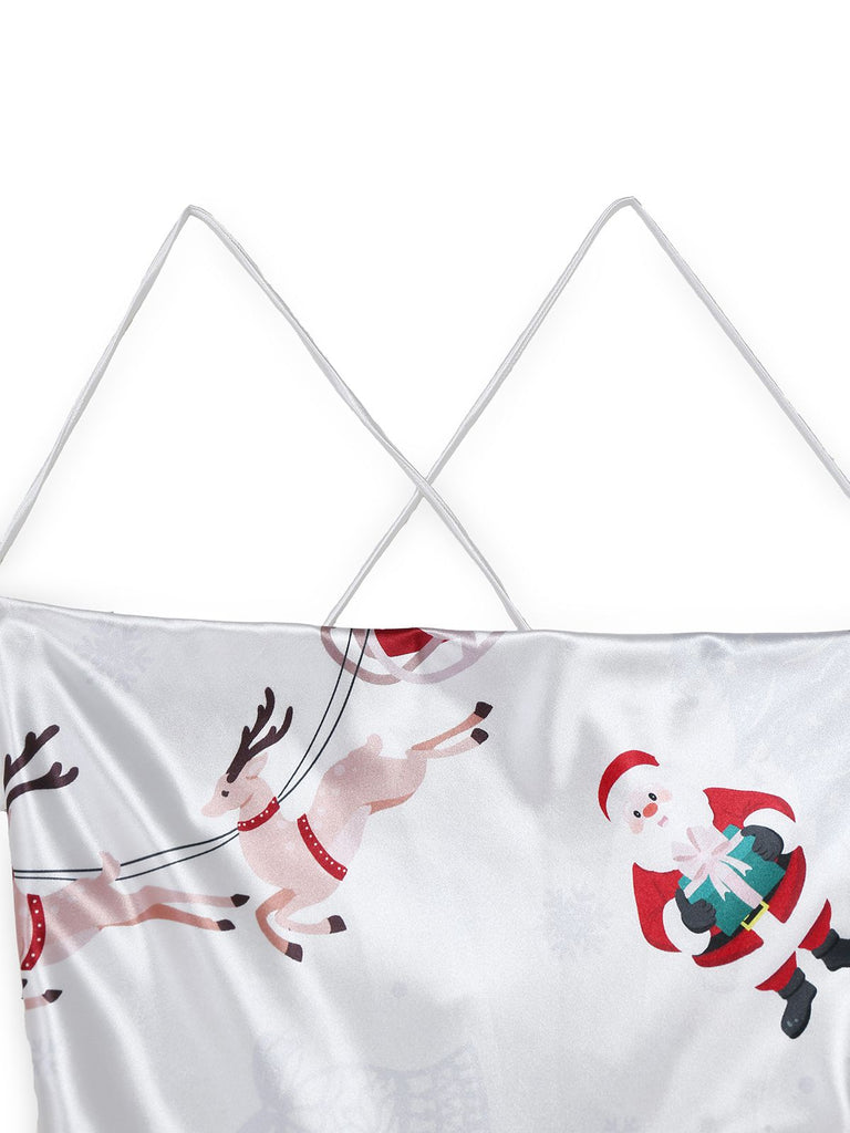 White 1960s Christmas Stain Layered Backless Strap Dress - vintage dress, retro fashion, elegant red