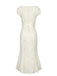 White 1960s Floral Cutout Cap Sleeve Fishtail Dress - vintage dress, retro fashion, pure white