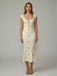 White 1960s Floral Cutout Cap Sleeve Fishtail Dress - vintage dress, retro fashion, pure white