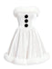 White 1960s Snowman Velvet Plush Trim Strapless Dress - vintage dress, retro fashion, pure white