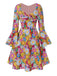 This 1960s Flare Sleeve Colorful Daisy Dress wraps her in 1960s elegance, one twirl at a time