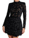 1960s Flocked Floral Lace Half Turtleneck Dress - vintage dress, retro fashion