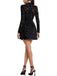 1960s Flocked Floral Lace Half Turtleneck Dress - vintage dress, retro fashion