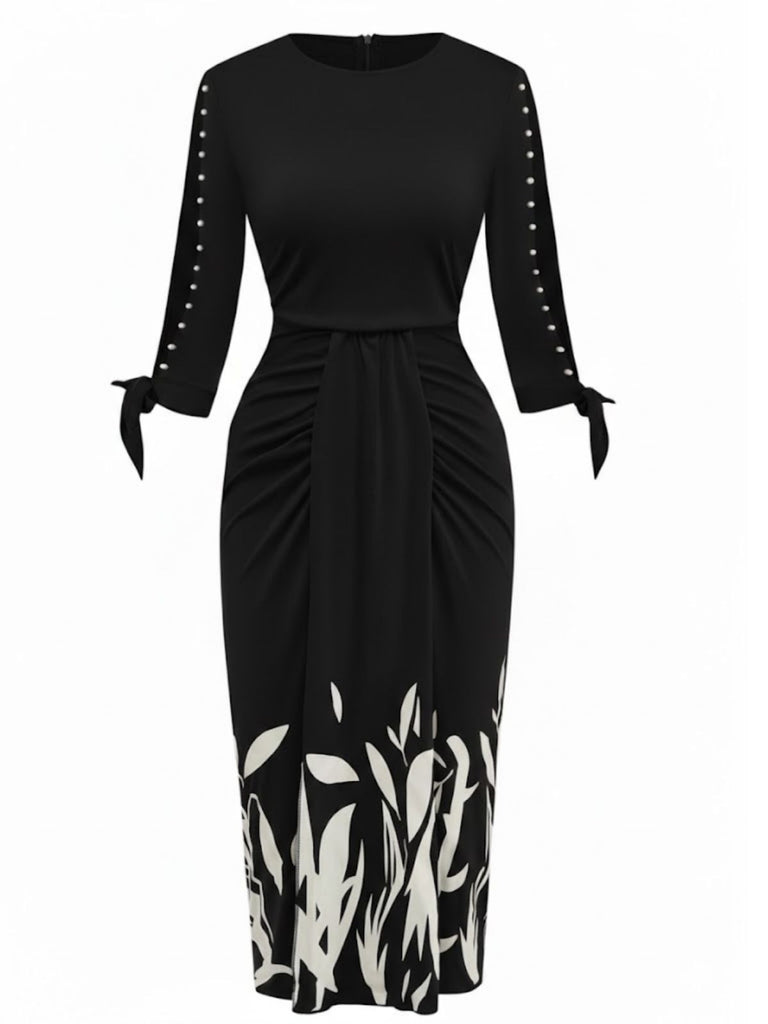1960s Floral Cut-Out Patchwork Tie Dress - vintage dress, retro fashion